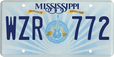 MS license plate WZR772