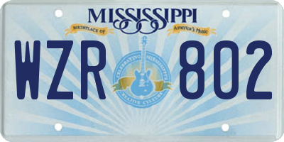 MS license plate WZR802