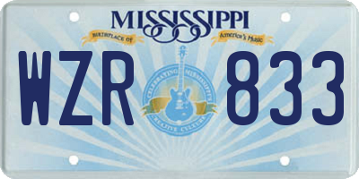 MS license plate WZR833