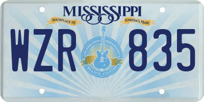 MS license plate WZR835