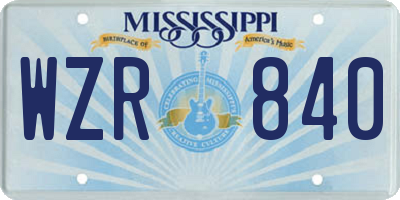 MS license plate WZR840