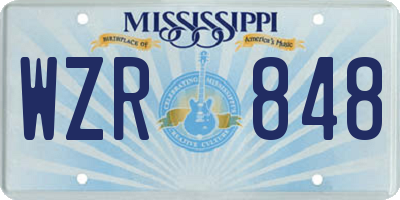MS license plate WZR848