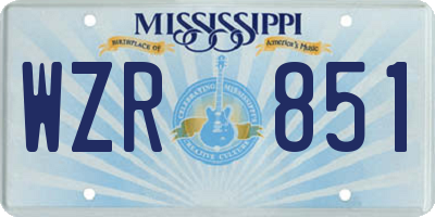 MS license plate WZR851