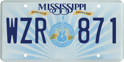 MS license plate WZR871