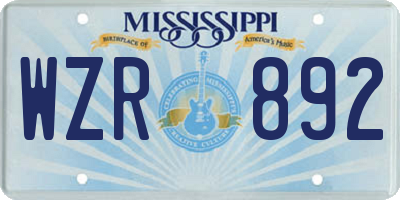 MS license plate WZR892