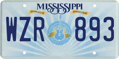 MS license plate WZR893