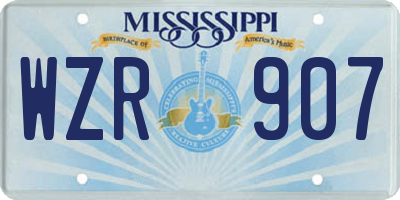 MS license plate WZR907