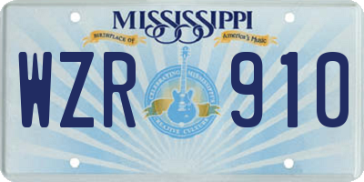 MS license plate WZR910