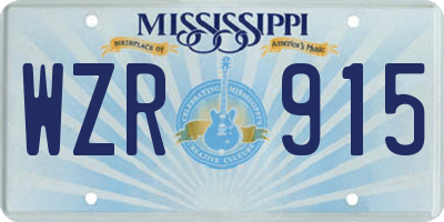 MS license plate WZR915