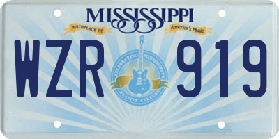 MS license plate WZR919