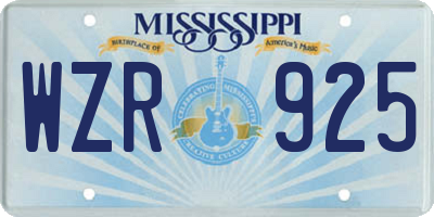 MS license plate WZR925