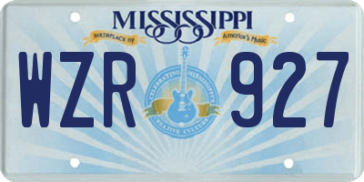 MS license plate WZR927