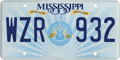 MS license plate WZR932