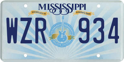 MS license plate WZR934