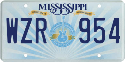 MS license plate WZR954