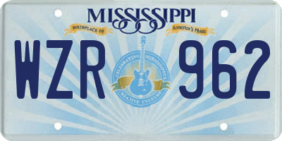 MS license plate WZR962