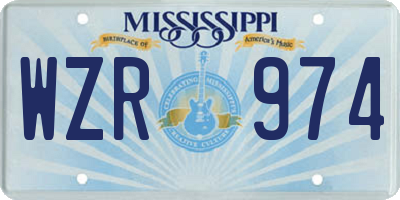 MS license plate WZR974