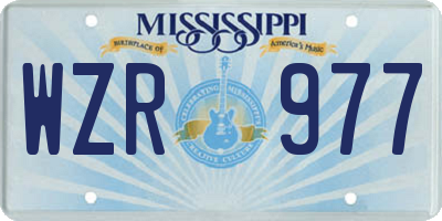 MS license plate WZR977