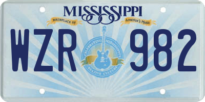 MS license plate WZR982