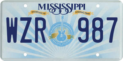 MS license plate WZR987