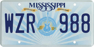 MS license plate WZR988