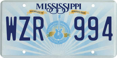 MS license plate WZR994