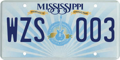 MS license plate WZS003