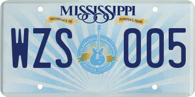 MS license plate WZS005
