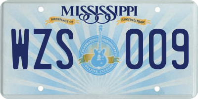 MS license plate WZS009