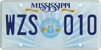MS license plate WZS010