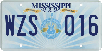 MS license plate WZS016