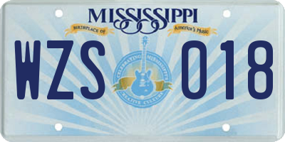 MS license plate WZS018