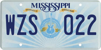 MS license plate WZS022