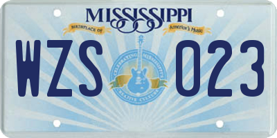 MS license plate WZS023