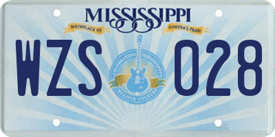 MS license plate WZS028