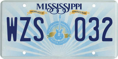 MS license plate WZS032