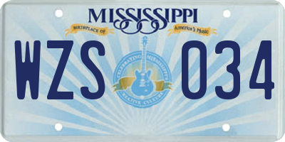 MS license plate WZS034