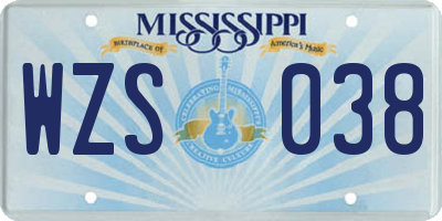 MS license plate WZS038