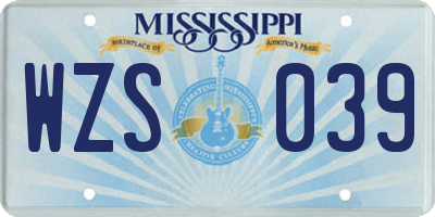 MS license plate WZS039