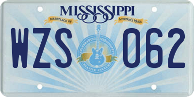 MS license plate WZS062