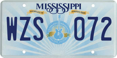 MS license plate WZS072