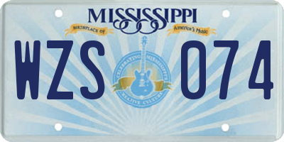 MS license plate WZS074