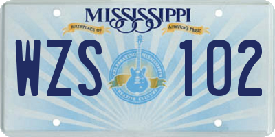 MS license plate WZS102