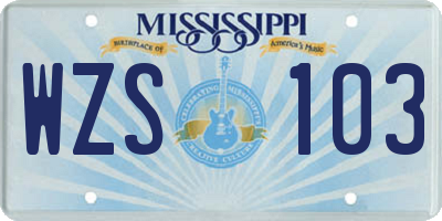 MS license plate WZS103
