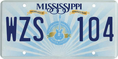 MS license plate WZS104