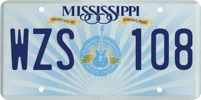 MS license plate WZS108