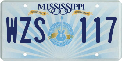 MS license plate WZS117