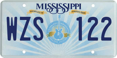 MS license plate WZS122