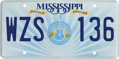 MS license plate WZS136