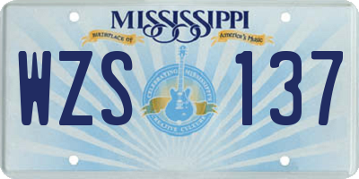 MS license plate WZS137